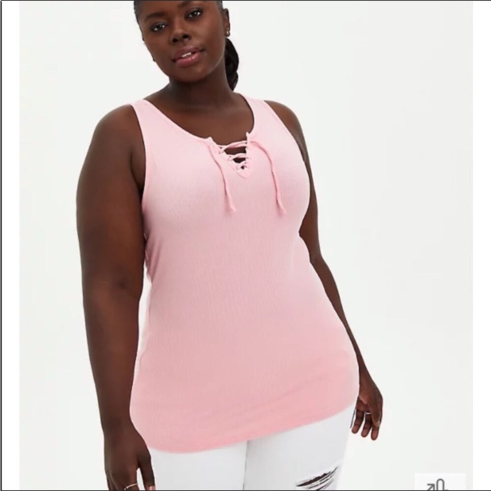 Pink Mineral Wash Lace Up Rib Tank NEW